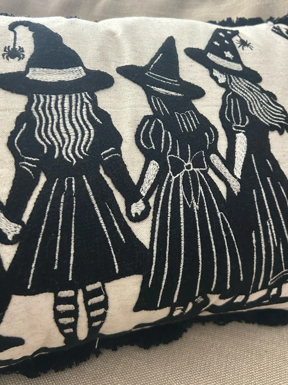“New” Gilded Grim Ire Spooky Sisters Halloween Decorative Pillow
